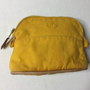 HERMÈS Cosmetic Bag Sunflower Yellow Canvas Tan